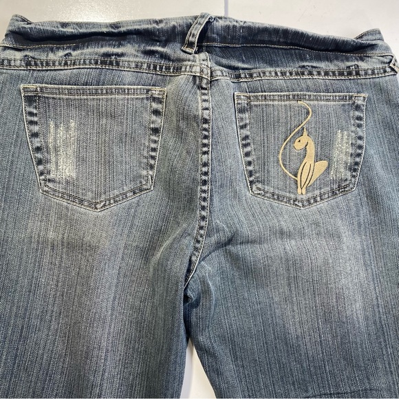 Baby Phat Vintage Y2K Retro Embroidered Pocket &Button Distressed Cotton Jean 13 - Picture 5 of 14